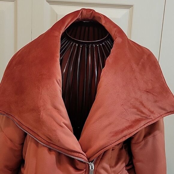 HYFVE Rust Velvet Puffy Moto Jacket Size Small - Picture 3 of 9